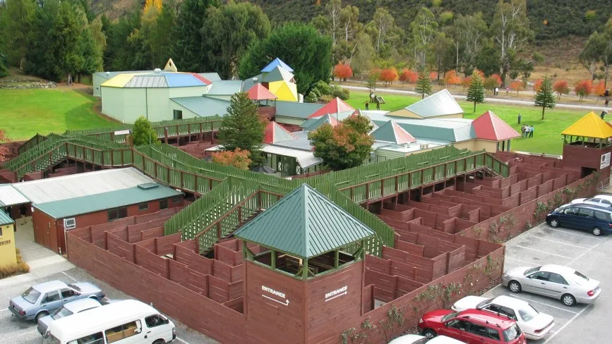 Aerial view of The Great Maze in Puzzling World