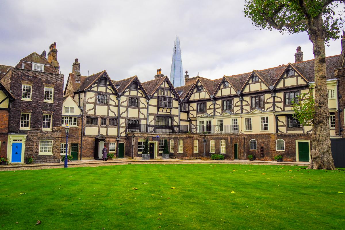 Yeoman Warders' quarters and The Shard at The Tower of London