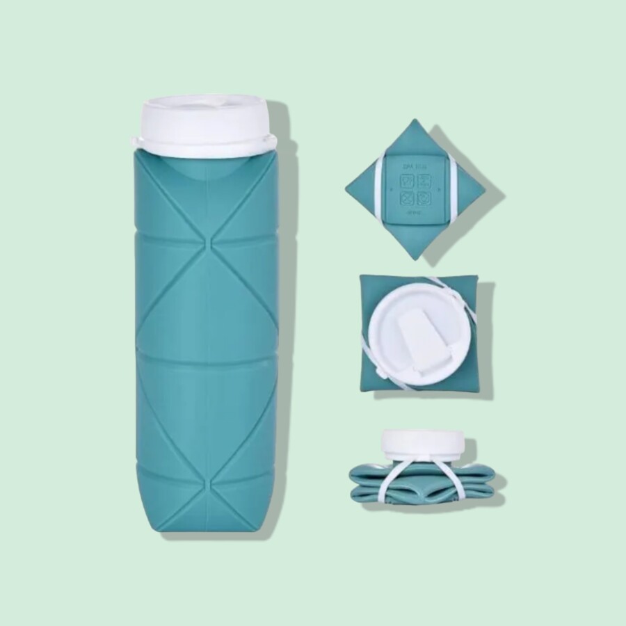 Color blue travel collapsible water bottle