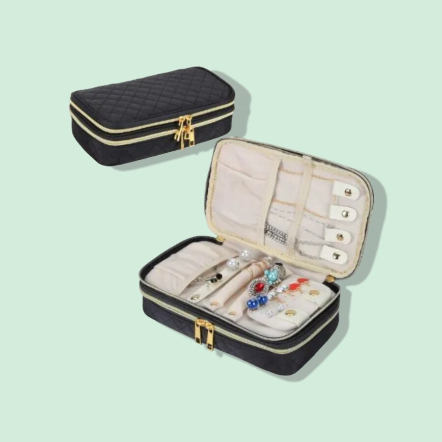 Travel jewelry case with lots of compartment for jewelries