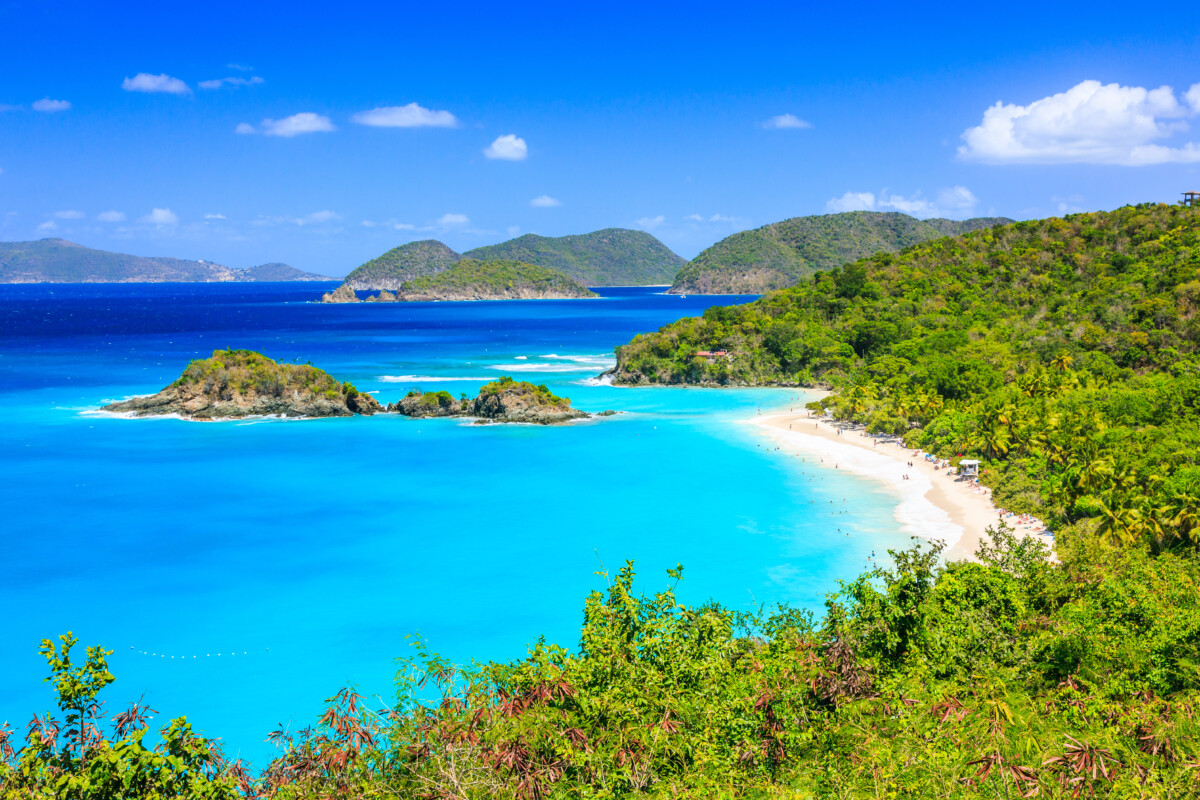 Trunk Bay on St John island in US Virgin Islands