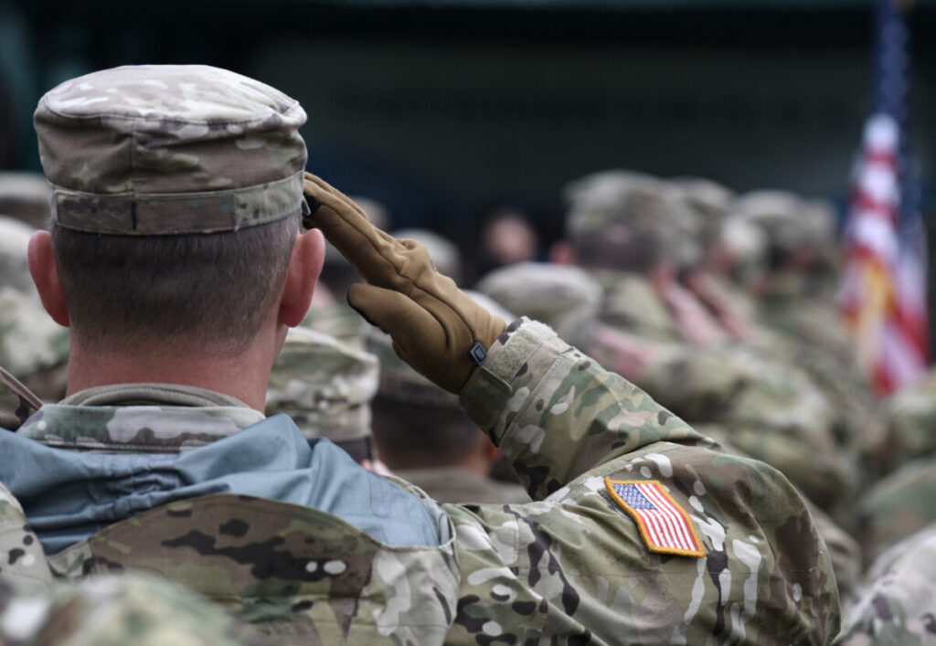 US Military saluting