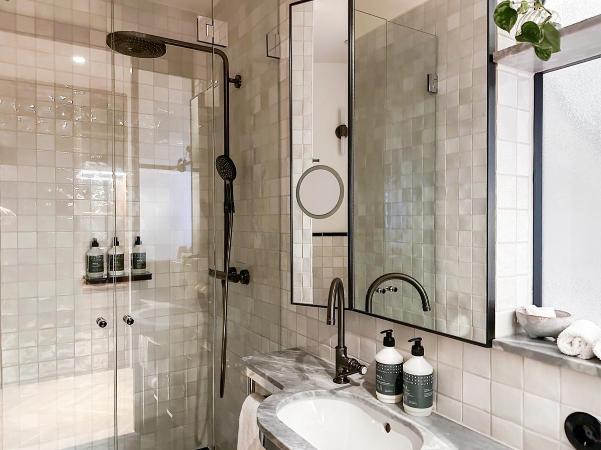 Luxury bathroom interior with modern fixtures at Villa Copenhagen