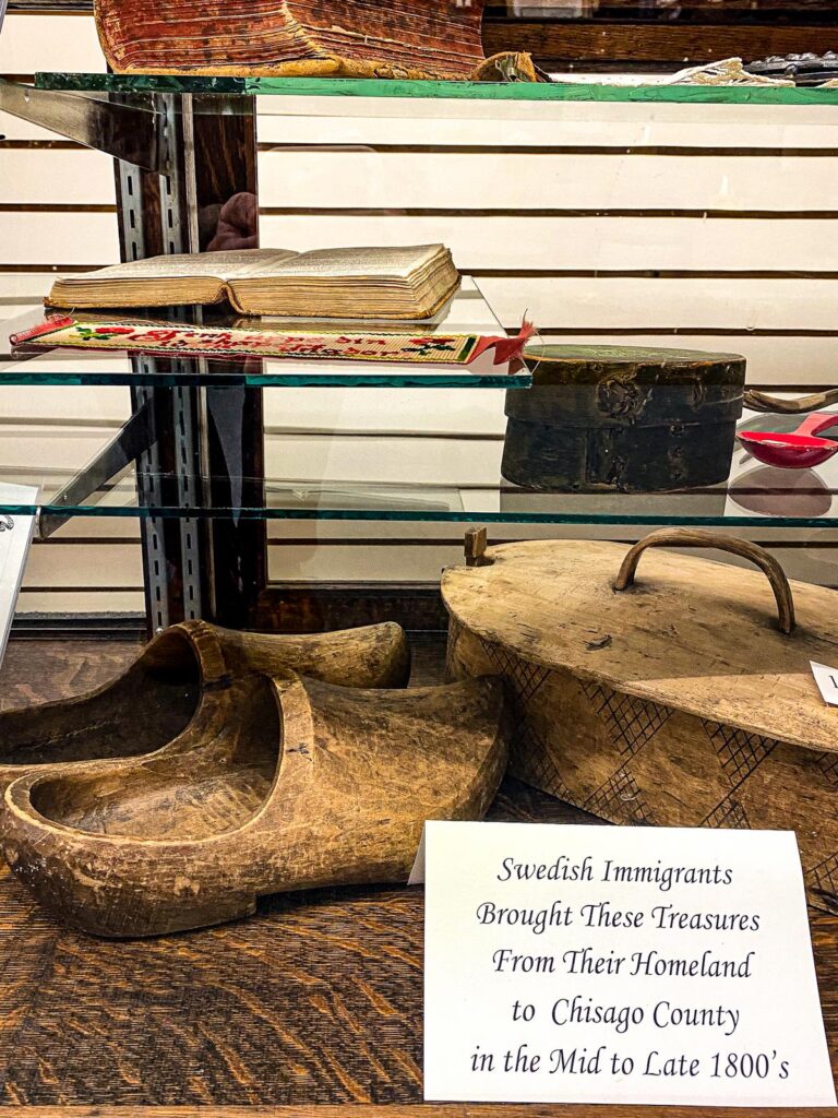 Vintage Swedish artifacts at Chisago County Historical Society, Lindstrom, Minnesota, embodying the spirit of Scandinavian diaspora in America.