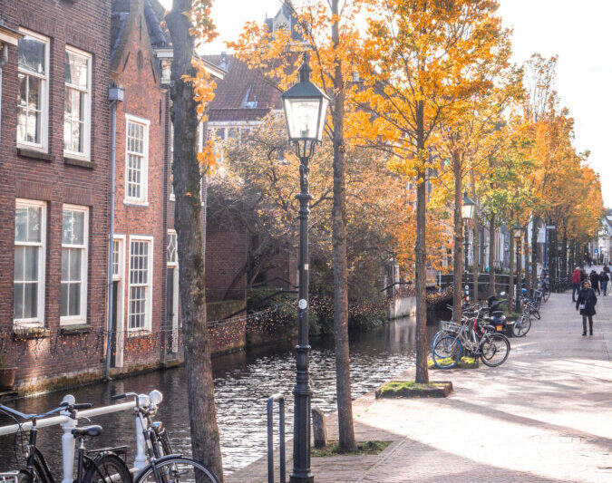 Delft's Historic Voldersgracht in Autumn