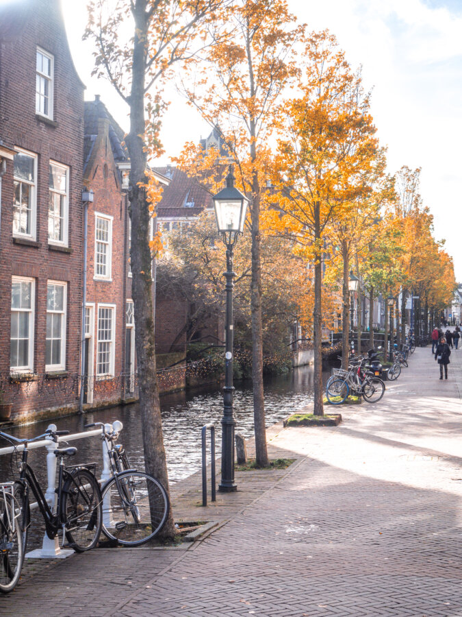 Delft's Historic Voldersgracht in Autumn