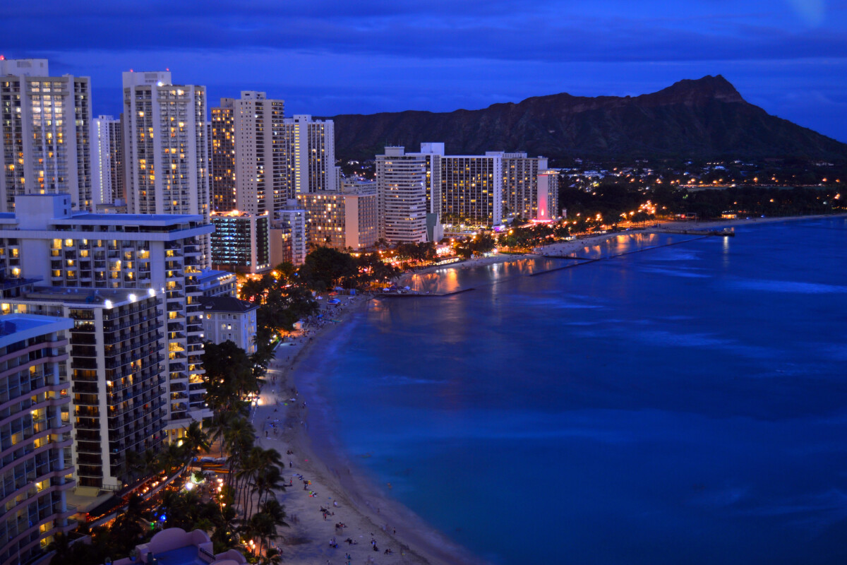 Aerial Dusk View of Waikiki