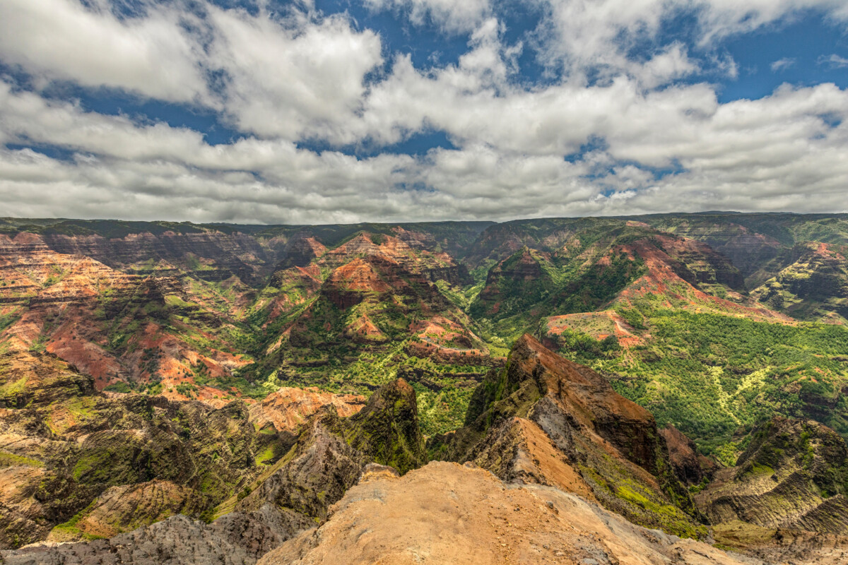 Aerial view of Waimea Canyon State Park in Kauai, Hawaii