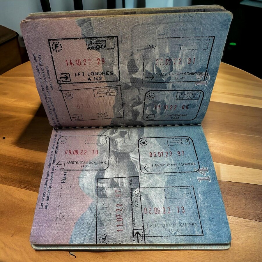 Well-Travelled US Passport with International Entry and Exit Stamps