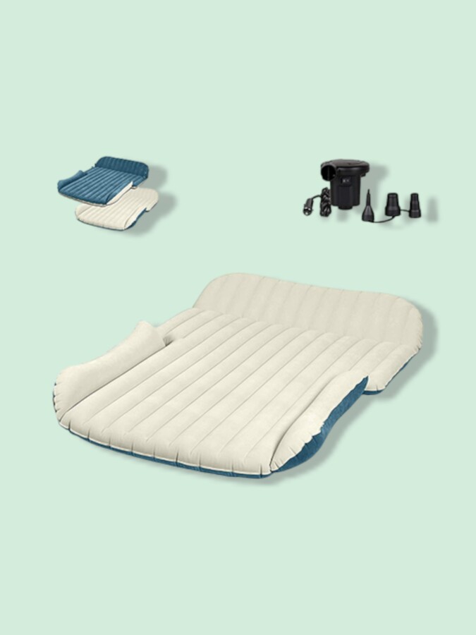 WEY&FLY SUV Air Mattress in color white with a pump