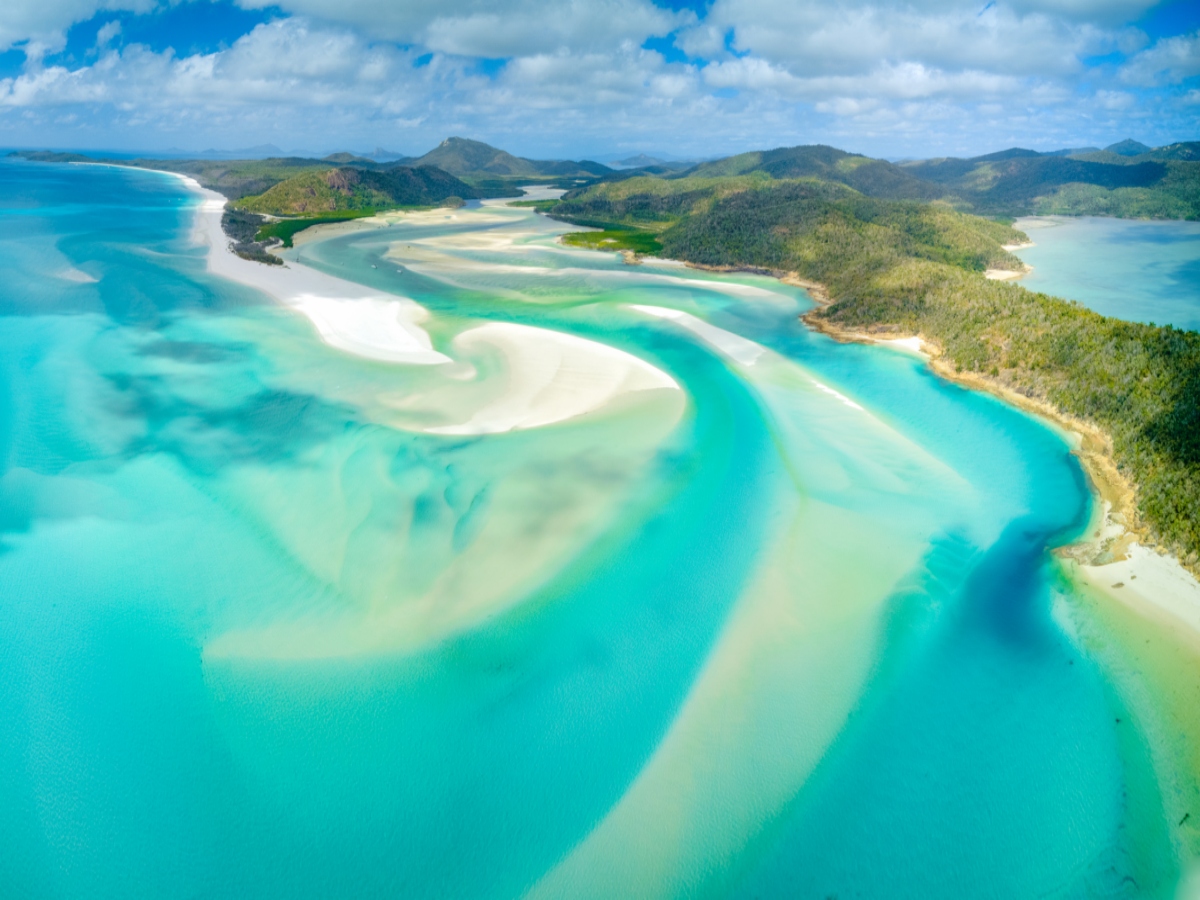 Aerial view of Whitehaven Beach and the Whitsunday Islands