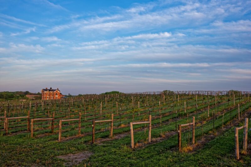 One of the best wineries in Iowa at sunset