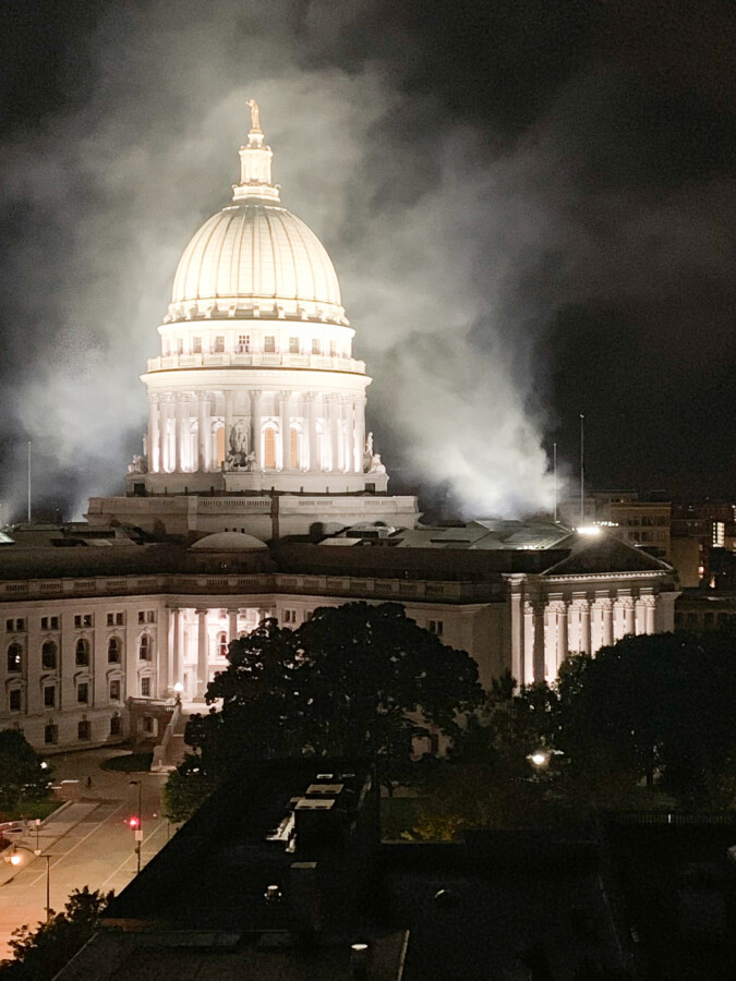 Wisconsin Capitol Building at Night in Madison