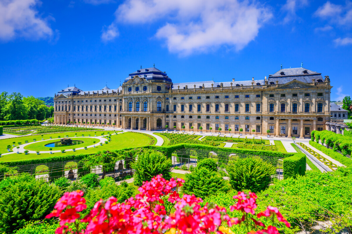 Wurzburg, Germany. Residence Palace of Wurzburg seen from the Court Gardens.