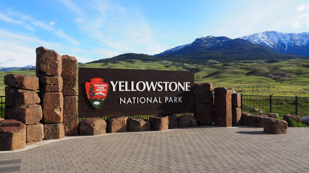 Yellowstone National Park Sign from Gardiner, Montana Entrance