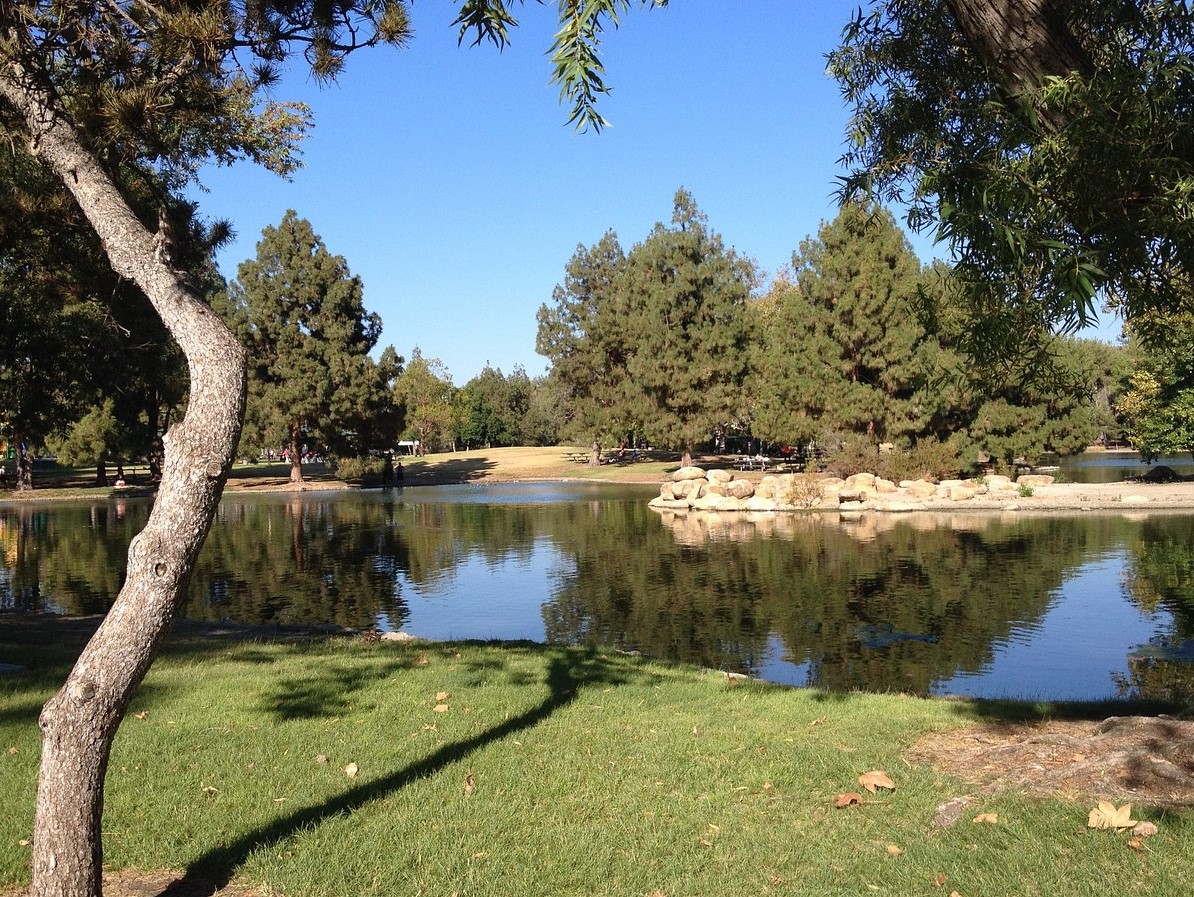 Panoramic view and pond in Yorba Regional Park, Anaheim