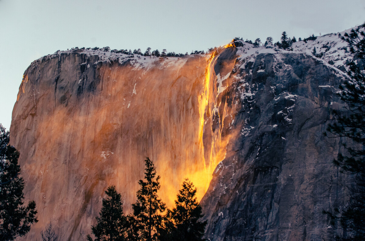 View of Firefall in Yosemite National Park