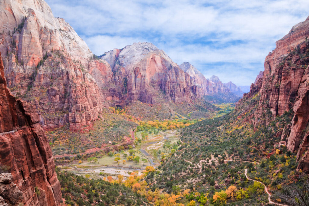 Angels Landing fall foliage view in Zion National Park